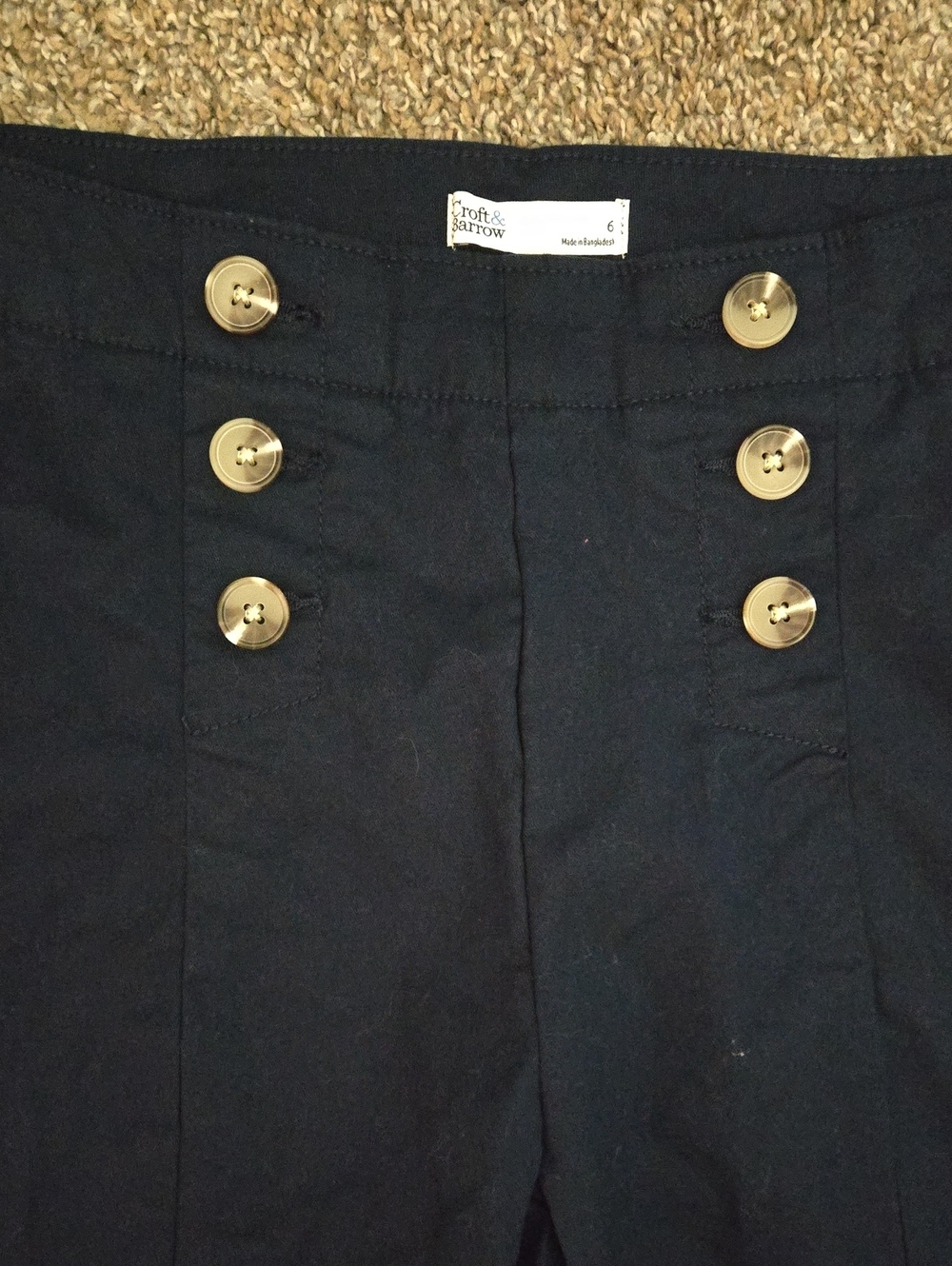 Croft & Barrow Navy High-Waist Sailor Pants with  Buttons